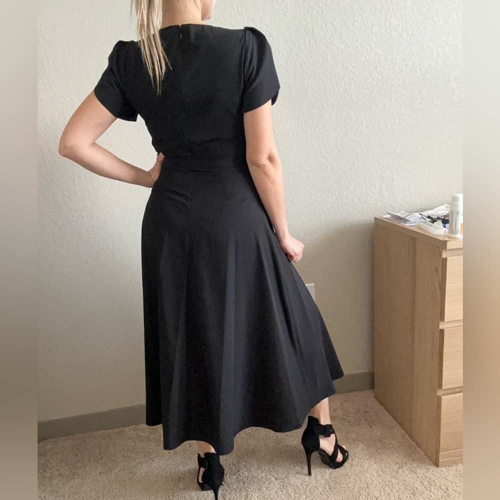 Calvin Klein Tulip Short Sleeve A-Line Midi  Dress Black dress Business casual - Picture 13 of 14